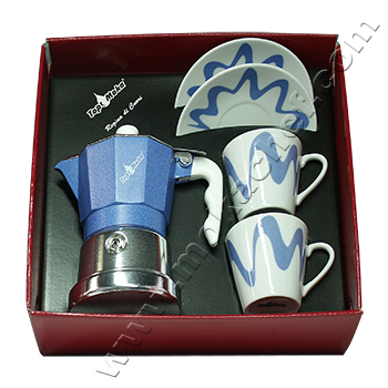 Confezione caffettiera Top Moka Top 2 tazze azzurra