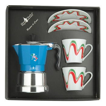 Confezione caffettiera Top Moka Top 2 tazze tricolore