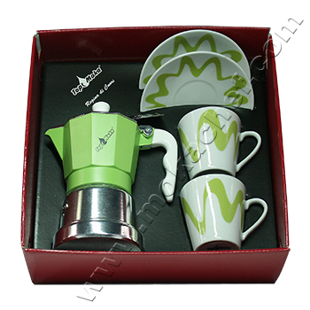 Confezione caffettiera Top Moka Top 2 tazze verde