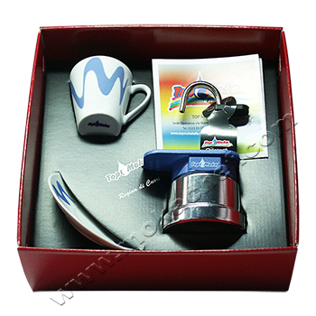 Confezione regalo caffettiera Top Moka Mini 1 tazza azzurra