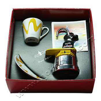 Confezione regalo caffettiera Top Moka Mini 1 tazza gialla
