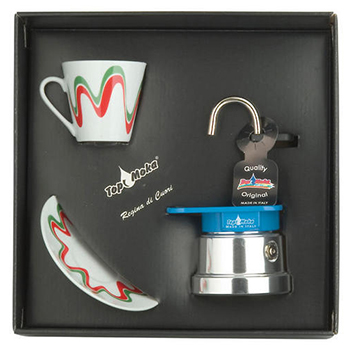 Confezione regalo caffettiera Top Moka Mini 1 tazza tricolore