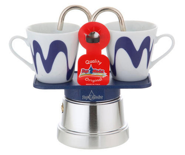 top moka mini 2 tazze blu argento