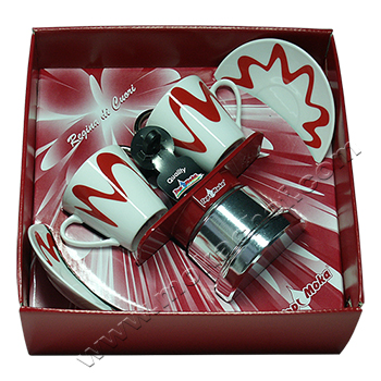 Confezione regalo caffettiera Top Moka Mini 2 tazze rossa