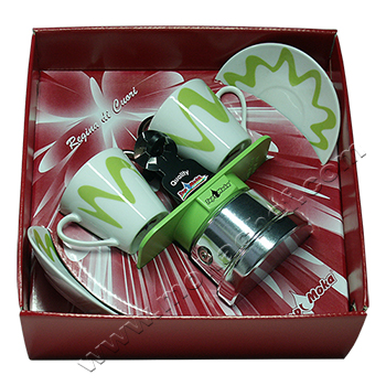 Confezione regalo caffettiera Top Moka Mini 2 tazze verde