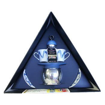 Confezione regalo caffettiera Top Moka Papalina azzurra