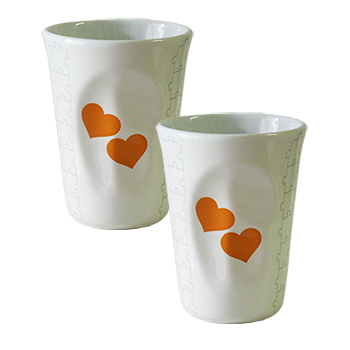 Set 2 Mug Cuori arancioni