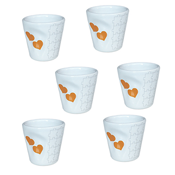 Set 6 Bicchierini Cuori arancioni